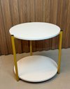 Ver imagem 4 de Mesa de Canto Redonda Centro Sala Perola Gold Luxo 40cm