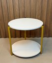 Ver imagem 3 de Mesa de Canto Redonda Centro Sala Perola Gold Luxo 40cm
