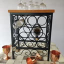 Ver imagem 1 de Adega de Mesa Rústica Ferro e Madeira para 8 Garrafas