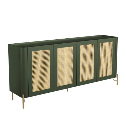 Aparador Buffet Porta Sextavada 180cm Pés Metal 100% Mdf Cor:musgo com Dourado
