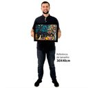 Ver imagem 2 de Quadro Decorativo Floral Luxo Aquarela em Moldura Caixa Tacolado Moldura Caixa 3cm Preta com Vidro 3