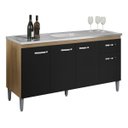 Ver imagem 1 de Balcão Gabriela Multiuso S/tampo 150cm Amêndoa/preto