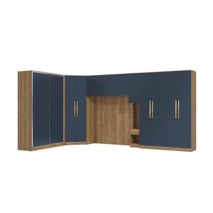 Quarto Modular Kappesberg Adapt Nogueira/azul Profundo 6 Peças