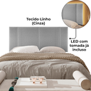 Ver imagem 4 de Cabeceira Modulada Casal 140 Cm com Led Linho Cinza Milani Store