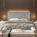 Ver imagem 6 de Cabeceira Modulada Casal 140 Cm com Led Linho Cinza Milani Store