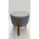 Ver imagem 3 de Kit 02 Puff Linho Cinza Claro Pes Madeira