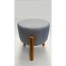 Kit 02 Puff Linho Cinza Claro Pes Madeira - 3