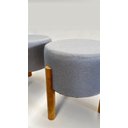 Ver imagem 1 de Kit 02 Puff Linho Cinza Claro Pes Madeira