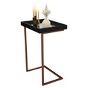 Ver imagem 2 de Mesa Lateral de Apoio Jb 4774 com Espelho e Pé de Aço Preto/bronze