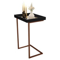 Mesa Lateral de Apoio Jb 4774 com Espelho e Pé de Aço Preto/bronze - 2