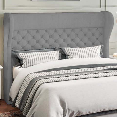 Cabeceira Cama Box Casal 140 cm P05 Madrid Linho Cinza - Lyam Decor