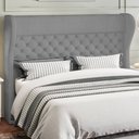 Ver imagem 1 de Cabeceira Cama Box Casal 140 cm P05 Madrid Linho Cinza - Lyam Decor