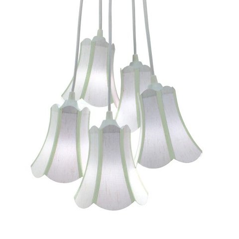 Lustre Pendente Luminária Cacho Paris Branco Linho Verde Claro
