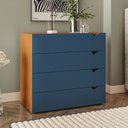Ver imagem 1 de Cômoda Porto 4 Gavetas Freijó/azul - Politorno