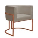 Ver imagem 4 de Kit 2 Poltronas Reforçada Decorativa Sala Nayara Base Ferro Bronze Suede Bege