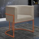 Ver imagem 2 de Kit 2 Poltronas Reforçada Decorativa Sala Nayara Base Ferro Bronze Suede Bege