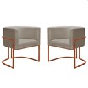 Ver imagem 1 de Kit 2 Poltronas Reforçada Decorativa Sala Nayara Base Ferro Bronze Suede Bege