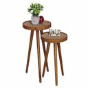 Ver imagem 1 de Mesa Canto Pé Palito Apoio Sala Estar Lateral Retro Pequena Moderna Decoração Casa Escritório:Tampos