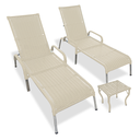 Ver imagem 1 de Kit 2 Espreguiçadeiras Reclinável Alumínio Madrid Fendi com Mesa de Centro