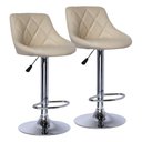 Ver imagem 1 de Kit 2 Banquetas Milano Carmel Estofada Giratória C/ Regulagem - Bege