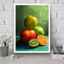 Ver imagem 1 de Quadro para Cozinha Arte Frutas 24x18cm - com Vidro:moldura Branca