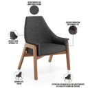 Ver imagem 7 de Poltrona Decorativa Sakura L02 Linho Cinza Escuro - Lyam Decor