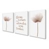 Kit 3 Quadros Decorativos Flores Rosa para Sala Quarto Frase Deus 60x40 Vinil - 1
