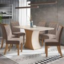 Ver imagem 6 de Mesa de Jantar 6 Lugares Tampo em Mdf - Luiza - Nature - Off White