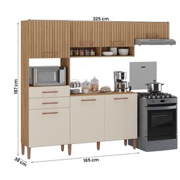 Armario Cozinha Fortaleza com 7 Portas e 2 Gavetas Canelato+3d Canelato/off White - 4 Armario Cozinha Fortaleza com 7 Portas e 2 Gavetas Canelato+3d Canelato/off White - 4