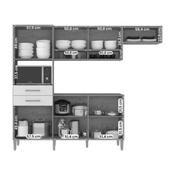 Armario Cozinha Fortaleza com 7 Portas e 2 Gavetas Canelato+3d Canelato/off White - 3 Armario Cozinha Fortaleza com 7 Portas e 2 Gavetas Canelato+3d Canelato/off White - 3