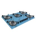 Ver imagem 2 de Fogão Cooktop a Gás Chapa 5 Bocas Ultra Chama 127/220v Marmorizado Marmo Azul