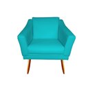 Ver imagem 3 de Kit Namoradeira + 1 Poltrona Decorativa Agatha Suede Azul Tifany Pés Madeira Ms Decor