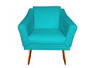 Ver imagem 3 de Kit Namoradeira + 1 Poltrona Decorativa Agatha Suede Azul Tifany Pés Madeira Ms Decor