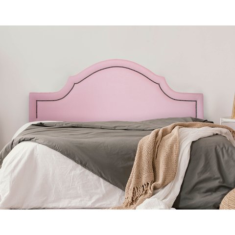 Cabeceira Queen Estofada para Cama Box Provençal Luxo 160x60 Courino Rosa - Tachas Fumê