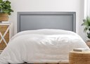 Ver imagem 1 de Cabeceira Casal Reta Luxo 140x60 Courino Cinza - Tachas Fumê