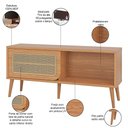 Ver imagem 4 de Rack para Sala de Estar Tv 55 Pol Porta Tela Natural 135cm Mahal D03 Freijó - Lyam Decor