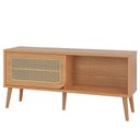 Ver imagem 1 de Rack para Sala de Estar Tv 55 Pol Porta Tela Natural 135cm Mahal D03 Freijó - Lyam Decor