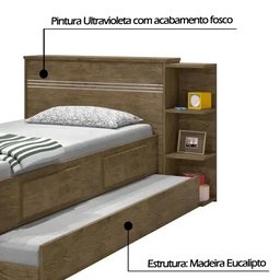 Cama Solteiro Baú 2 Gavetas sem Auxiliar Jequitibá J&a Móveis - 6