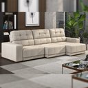 Ver imagem 1 de Sofá Sala de Estar Retrátil e Reclinável 5 Lugares Lisboa 320cm Couro Off White G58 - Gran Belo