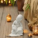 Ver imagem 4 de Escultura Monge Careca Lendo em Po de Marmore 15cm