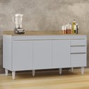 Ver imagem 2 de Balcão de Cozinha para Pia com Tampo 160cm Arkansas Cinza Claro/castanho - Lumil