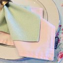 Ver imagem 1 de Kit com 4 peças Guardanapo VivaIN rosa e verde xadrez dupla face