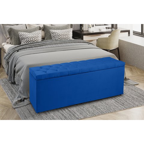 Recamier Baú 1,95m Madrid Suede Azul Marinho Dal Poz Estofados