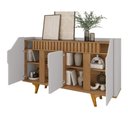 Ver imagem 3 de Aparador Buffet Tâmisa 4 Portas Ripado MDF Off White Cinamomo Sala de Jantar 2076645 Bechara