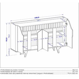 Aparador Buffet Tâmisa 4 Portas Ripado em Mdf Off White Cinamomo 2076645 Bechara - 5