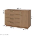 Ver imagem 3 de Cômoda 1 Porta 4 Gavetas Araçá CabeCasa MadeiraOriginals Marrom/Nogueira