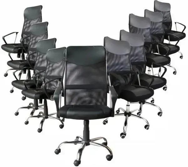 Kit com 10 Cadeiras Presidente em Tela Mesh PEL-8009 Preta - 2