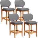 Ver imagem 1 de Kit 04 Banquetas Baixa Bar Cozinha Sala Jantar Fixa Betta L02 Imbuia Linho Cinza Escuro - Lyam Decor