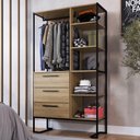 Ver imagem 1 de Closet 3 Gavetas P1060 182x103 Cm Oak Preto Pp Milani Store