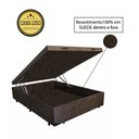 Ver imagem 1 de Base Box Baú Casal Luxo Blindado AColchoes Suede Marrom 41x138x188